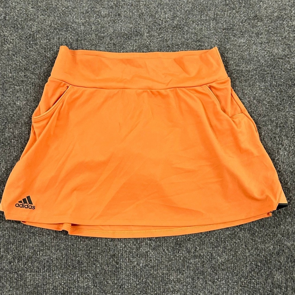 Adidas Skort Womens Size S Orange Aeroready Athletic Tennis Skirt Pockets